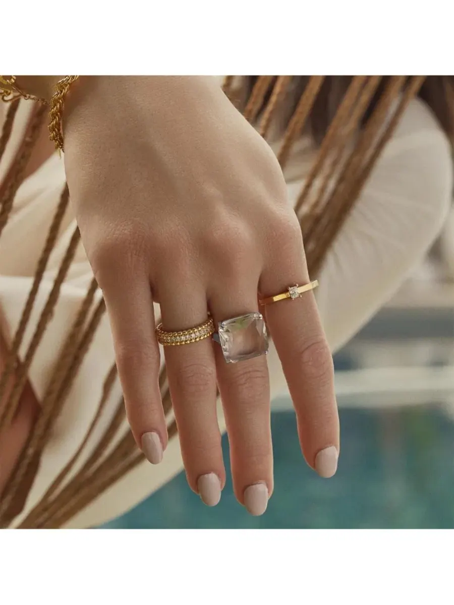 Кольцо с жемчугом Andie Dainty Minimalist Ring Bearfruit Jewelry — изображение 2 из 3, оттенок серебристый