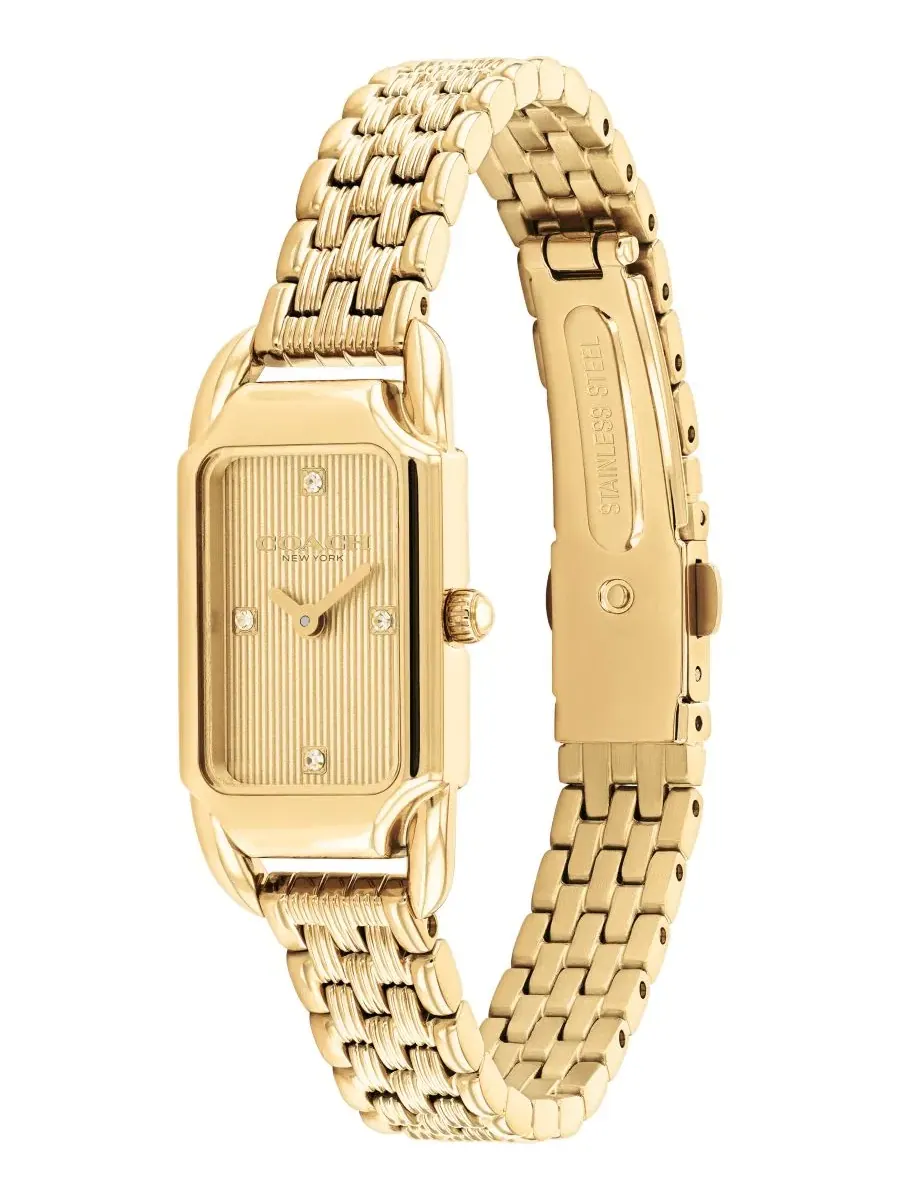 Женские часы Cadie Gold Tone Stainless Steel Bracelet Watch, 17.5mm COACH — изображение 2 из 6, оттенок золото