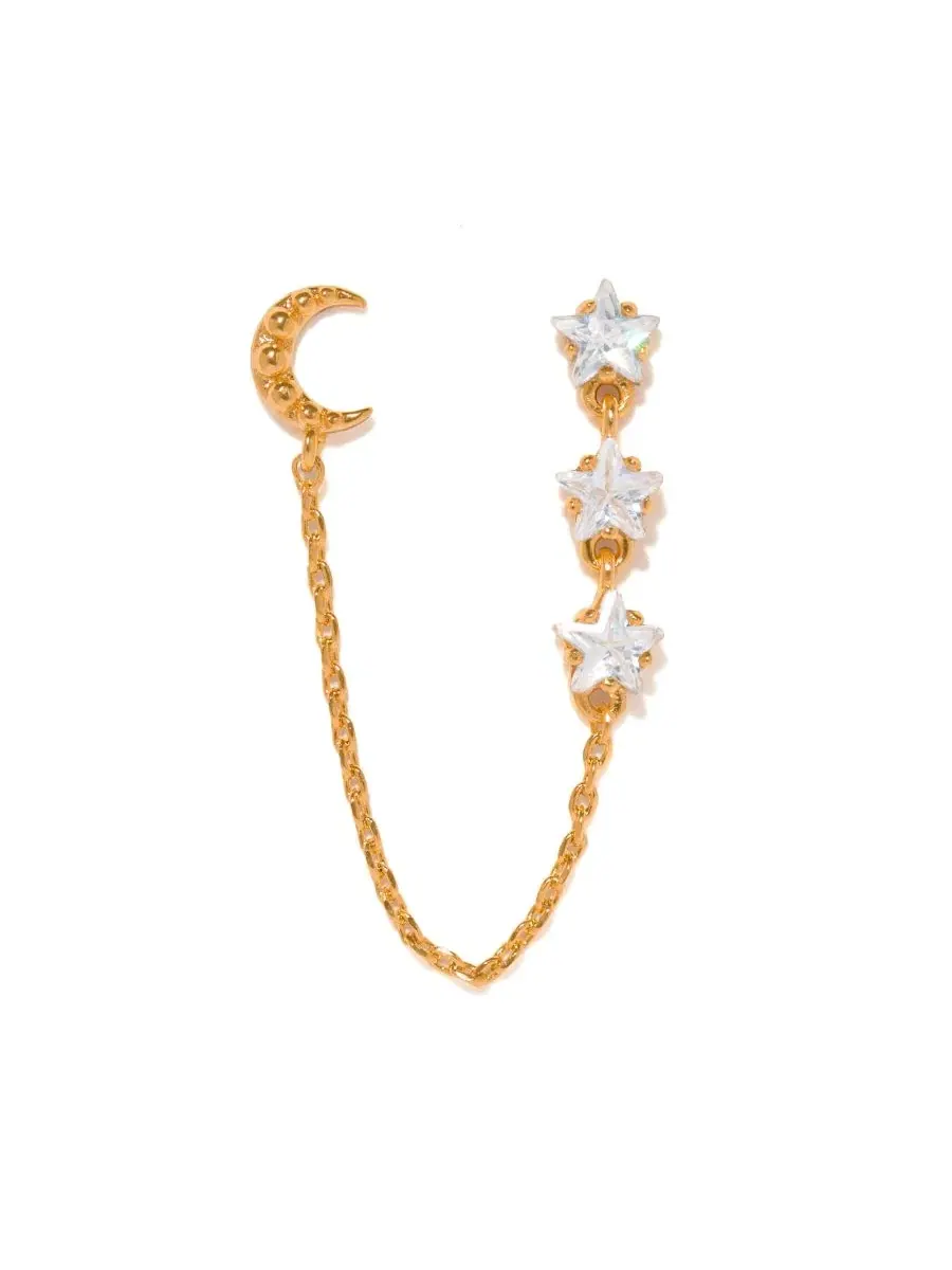 Серьги-пусеты с цепочкой и кристаллами Lunar Link Double Stud Crystal Lunar Link Double Stud Girls — изображение 1 из 3