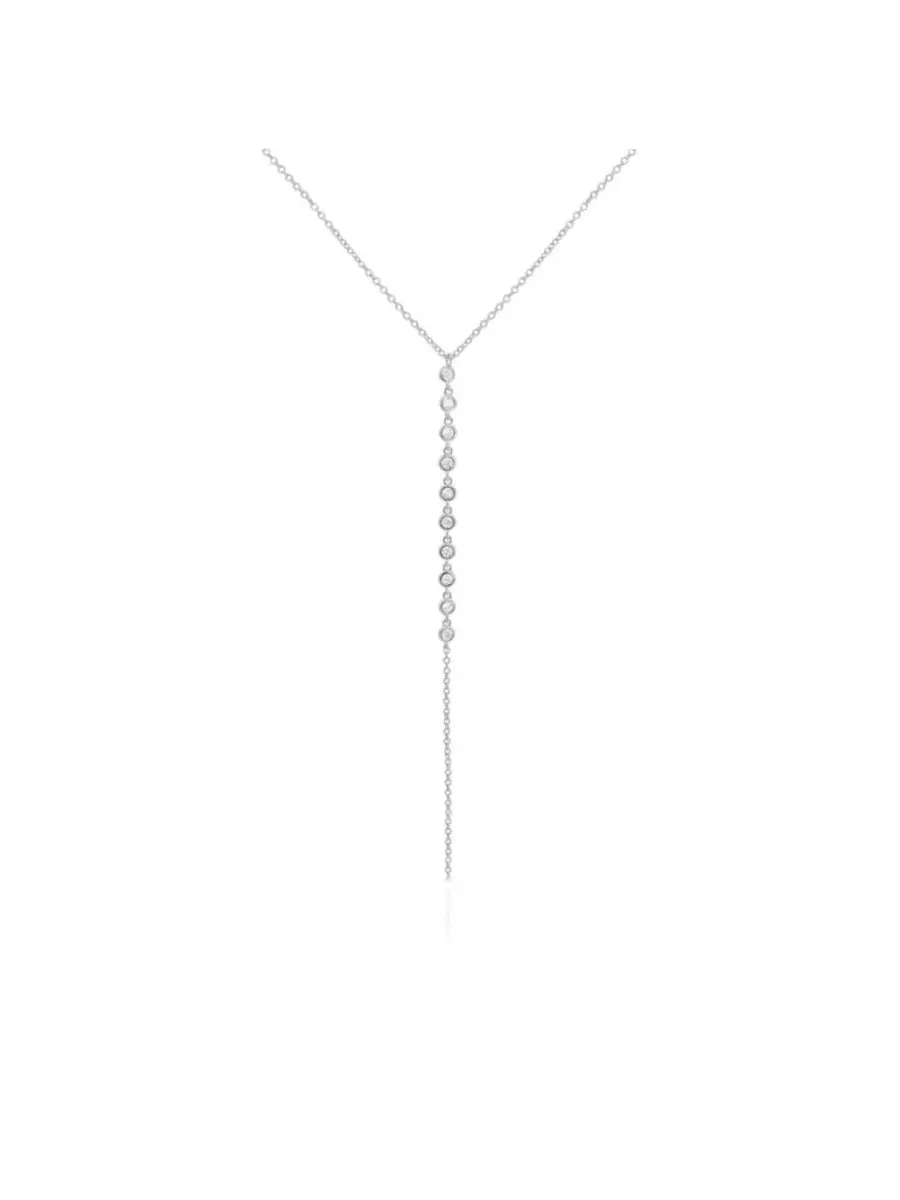 Колье-лариат с кубическим цирконием, модель Lariat Bezel CZ The Lovery — изображение 1 из 3, оттенок серебряный