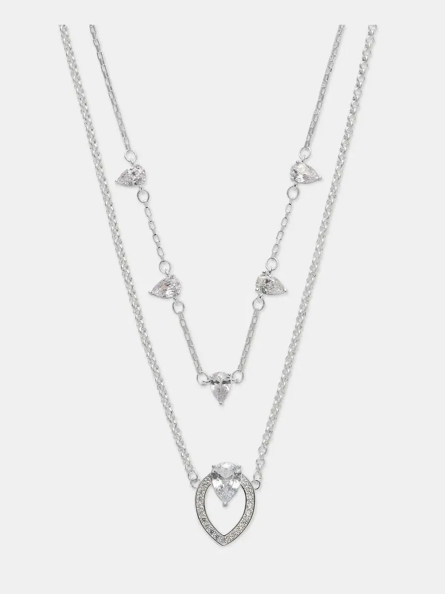 Колье-трансформер с подвеской Navette Stone Anne Klein — изображение 1 из 5, оттенок прозрачный
