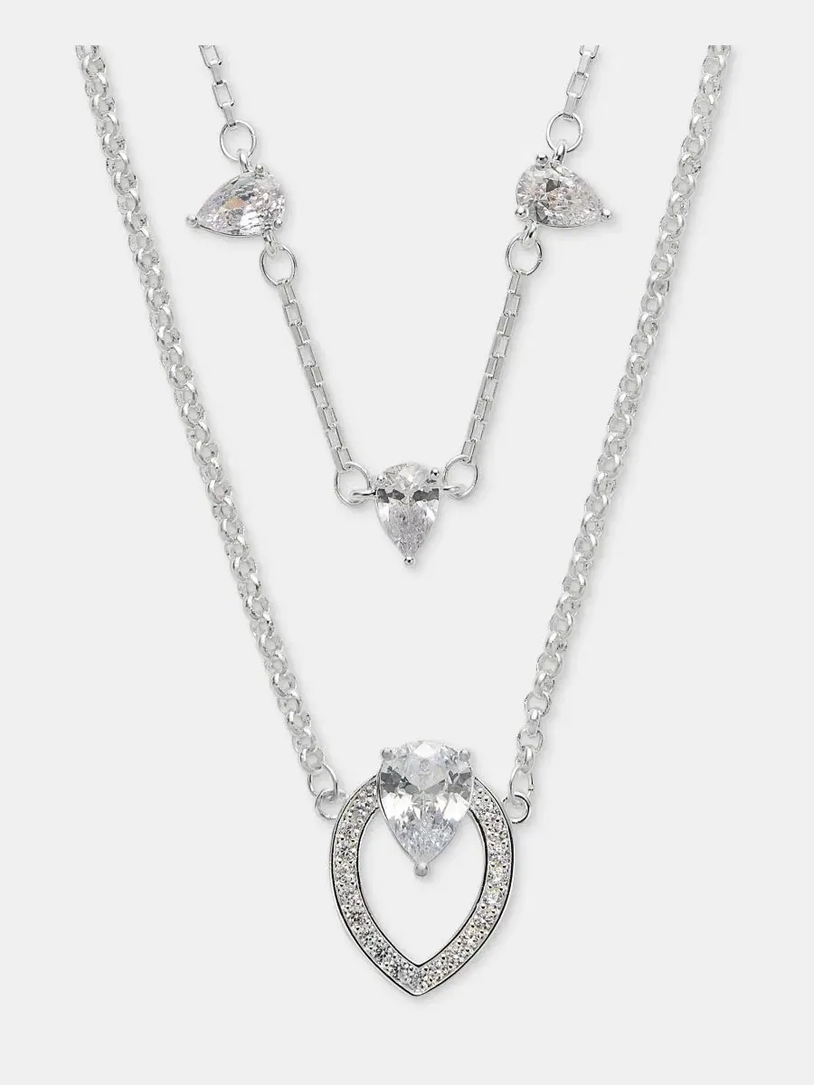 Колье-трансформер с подвеской Navette Stone Anne Klein — изображение 2 из 5, оттенок прозрачный