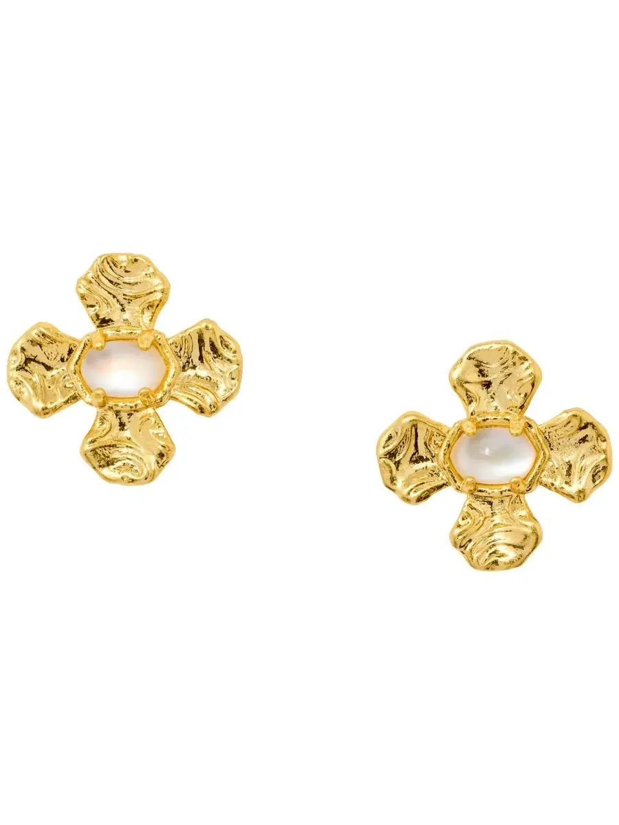 Серьги-пусеты с имитацией жемчуга Leanne Kendra Scott — изображение 2 из 4, оттенок золотистый/бежевый