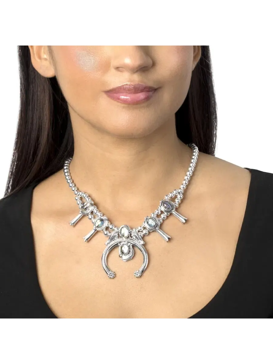 Колье с бирюзой Squash Blossom American West Jewelry — изображение 2 из 7, оттенок мульти