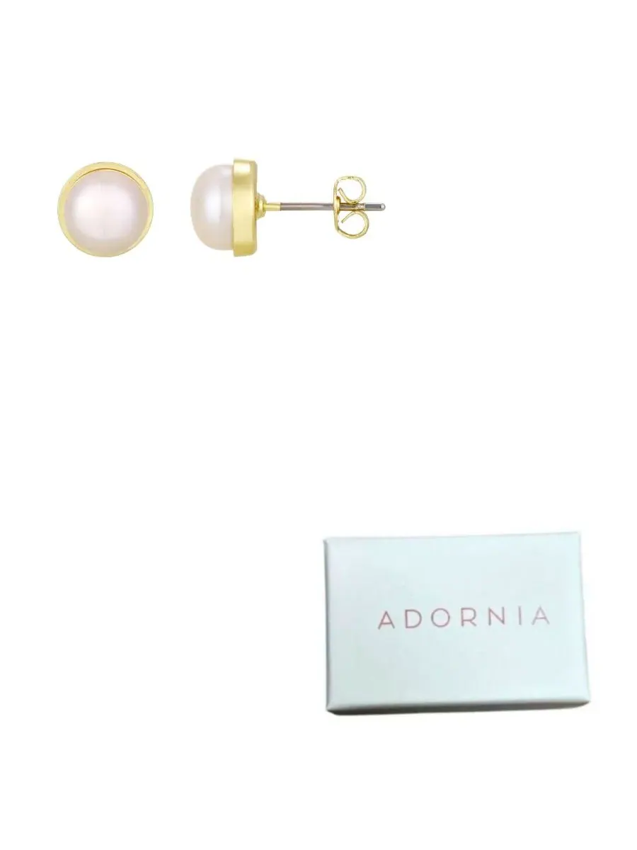 Серьги-гвоздики с жемчугом ADORNIA — изображение 4 из 4, оттенок белый