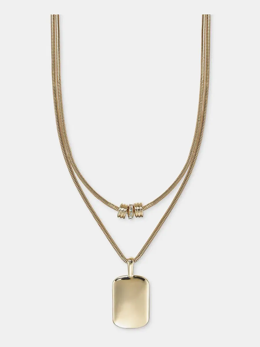 Колье-подвеска двухрядное Gold-Tone Pendant Two-Row Necklace On 34th — изображение 1 из 3, оттенок золото