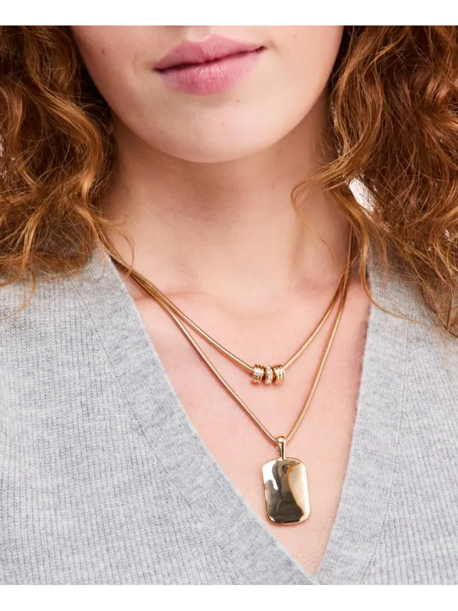 Колье-подвеска двухрядное Gold-Tone Pendant Two-Row Necklace On 34th — изображение 3 из 3, оттенок золото