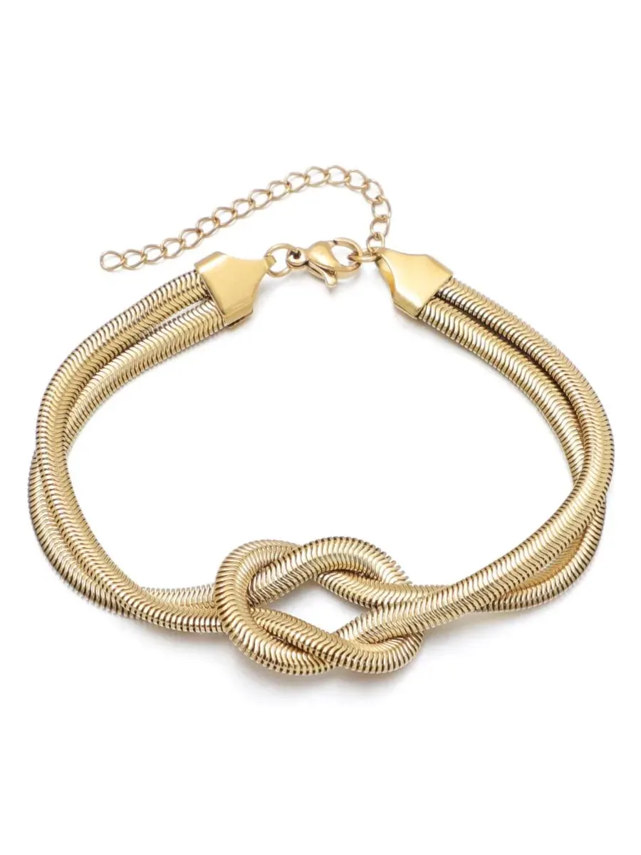 Браслет с узлом Knot, позолота 18k, устойчив к потускнению ADORNIA — изображение 1 из 3, оттенок золото