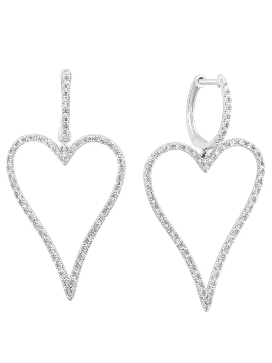 Серьги-пусеты с бриллиантами, 1/3 карата, в белом золоте 14к EFFY Collection — изображение 1 из 3, оттенок золотистый