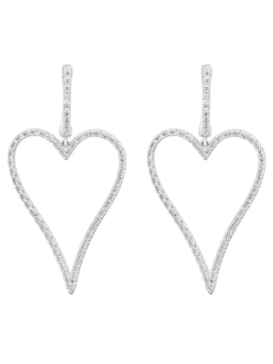 Серьги-пусеты с бриллиантами, 1/3 карата, в белом золоте 14к EFFY Collection — изображение 2 из 3, оттенок золотистый