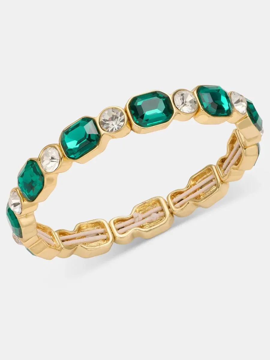 Браслет-эластичный с кристаллами, модель Crystal Stretch Bracelet Anne Klein — изображение 1 из 2, оттенок зеленый