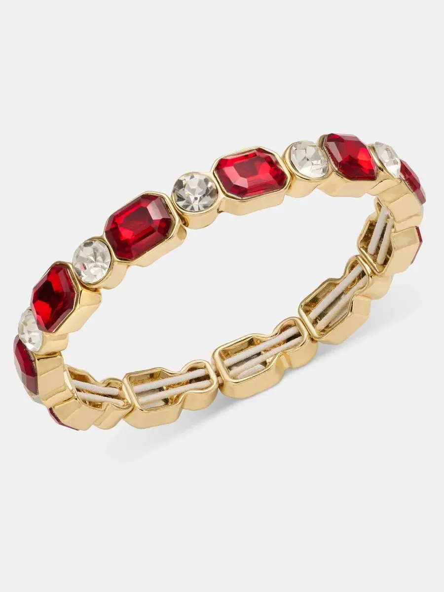 Браслет-эластичный со стразами Crystal Stretch Bracelet Anne Klein — изображение 1 из 2, оттенок бордовый