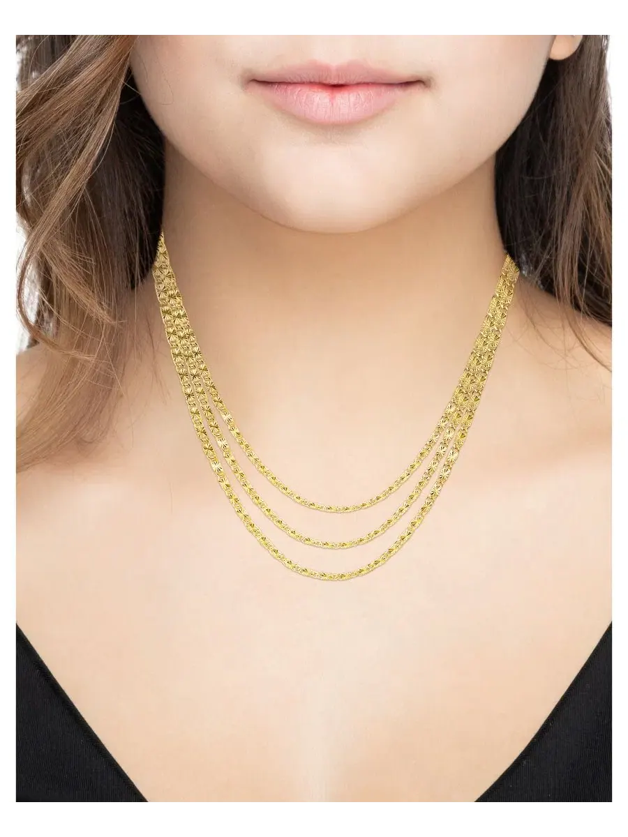 Ожерелье-цепь тройное с алмазной огранкой, модель Triple Strand Diamond Cut Chain And Now This — изображение 2 из 7