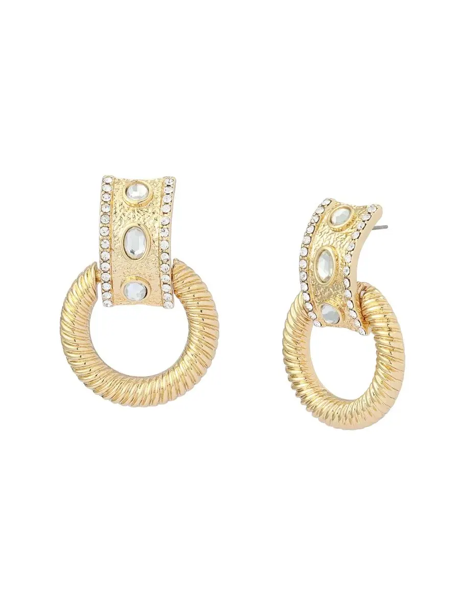 Серьги-дверные молоточки с кристаллами Steve Madden — изображение 1 из 4, оттенок прозрачный