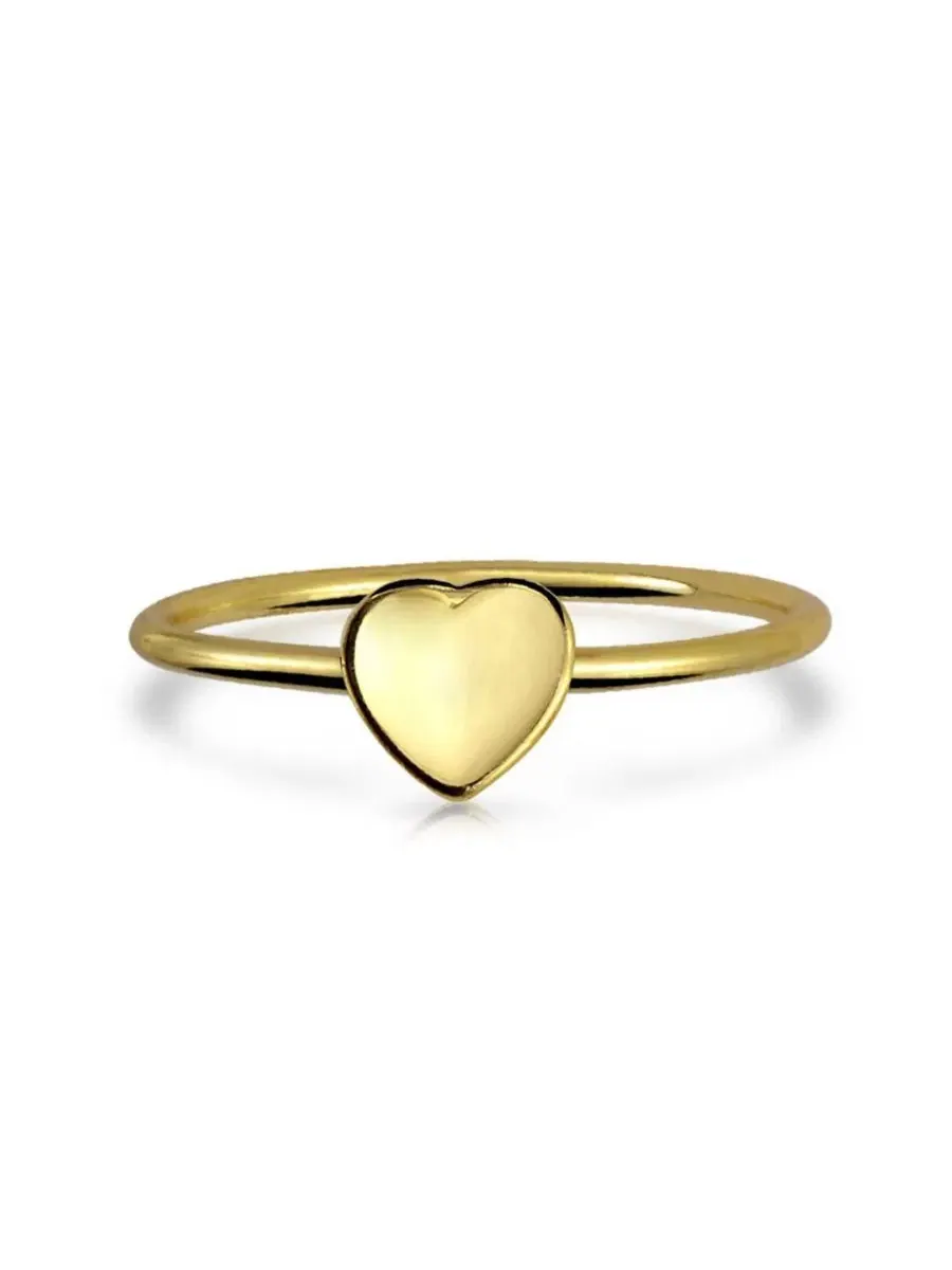 Кольцо-перстень с монограммой Tiny Blank Heart Shape Initial Monogram Bling Jewelry — изображение 2 из 4, оттенок золотистый