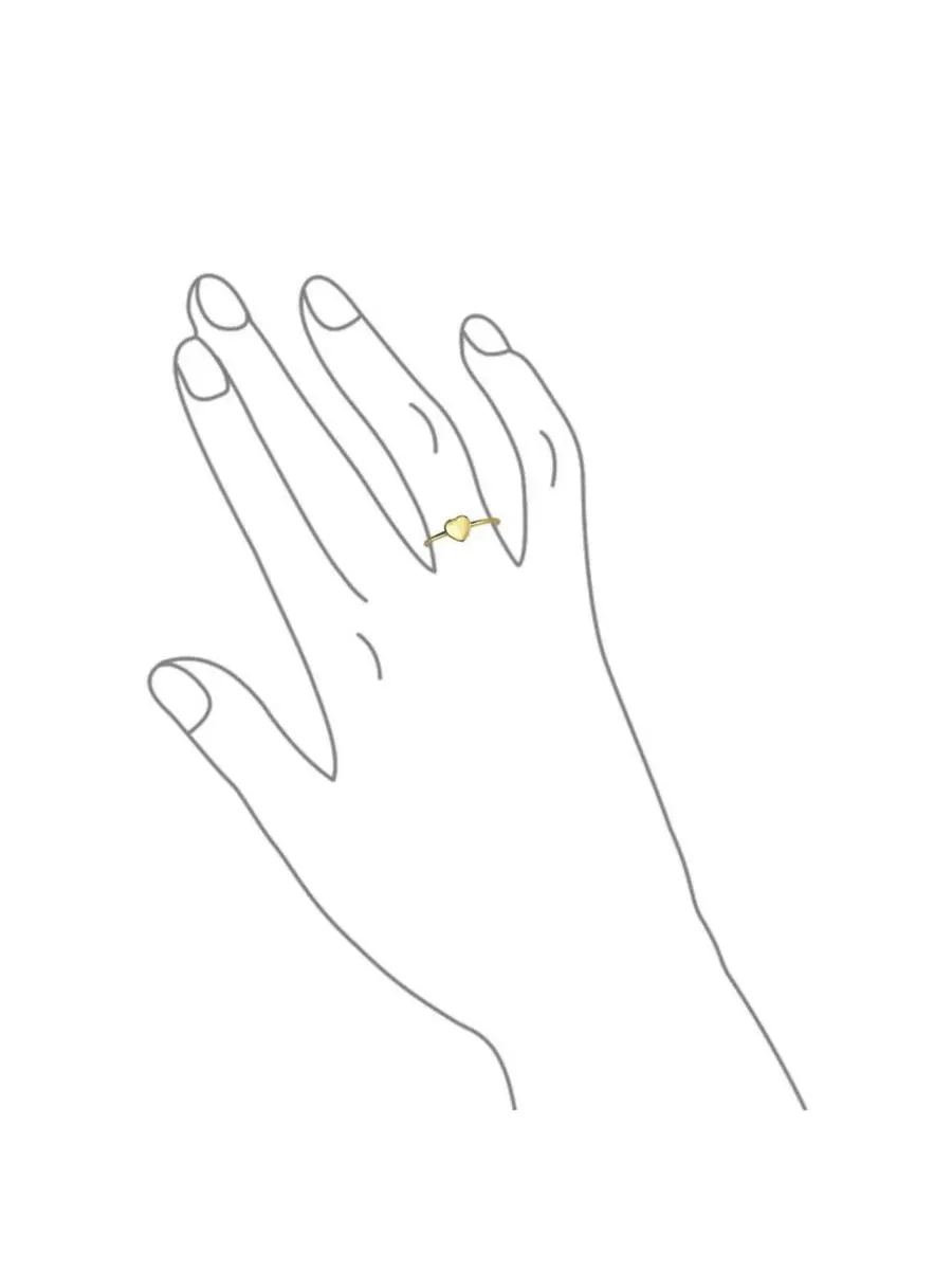 Кольцо-перстень с монограммой Tiny Blank Heart Shape Initial Monogram Bling Jewelry — изображение 3 из 4, оттенок золотистый