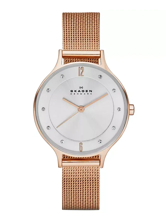 Женские часы Anita Rose Gold-Tone из нержавеющей стали с браслетом-сеткой, 30 мм, модель SKW2151