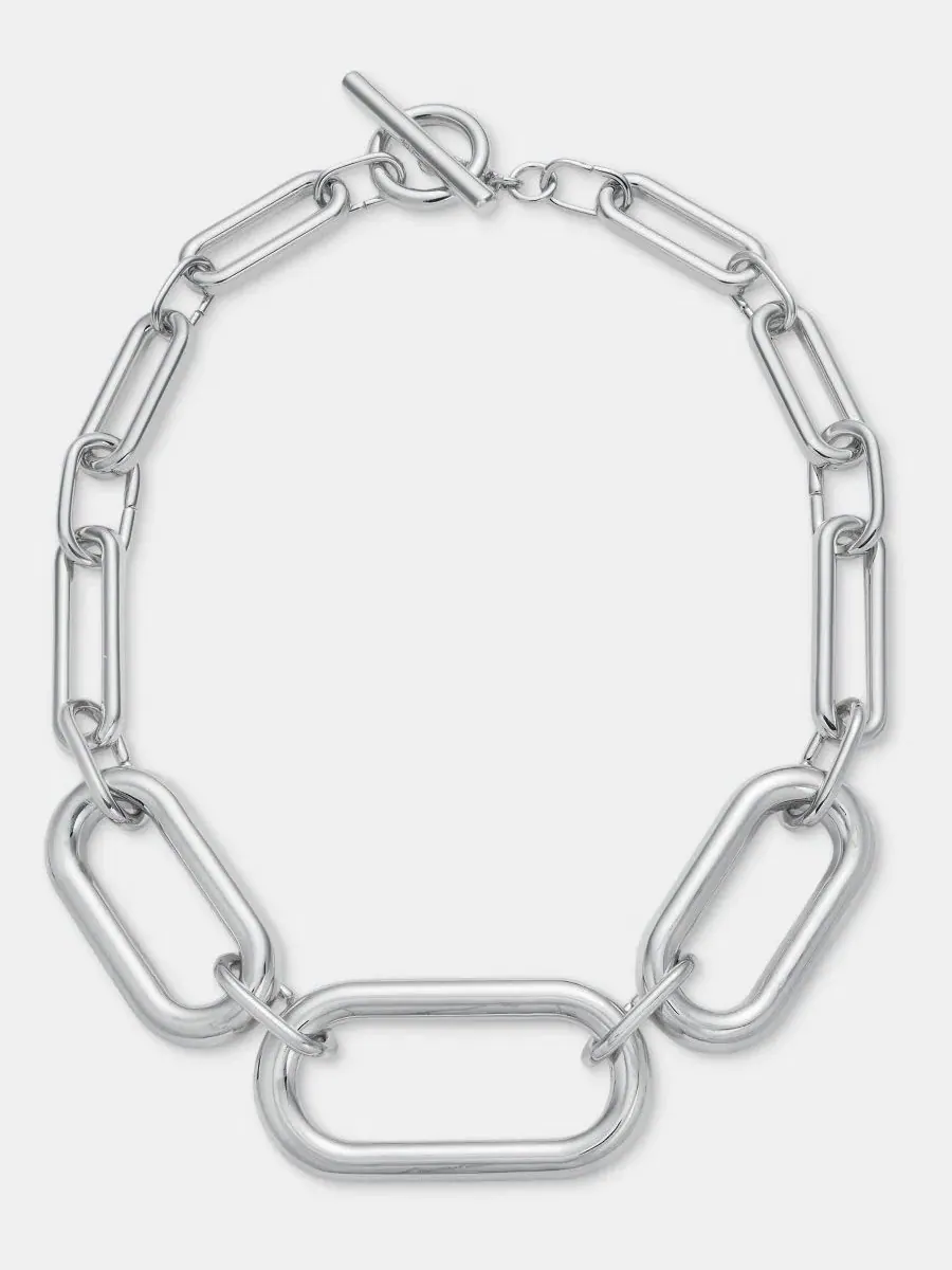 Колье-ошейник с крупными звеньями Metal-Tone Large Link Collar Lauren Ralph Lauren — изображение 1 из 5, оттенок серебряный