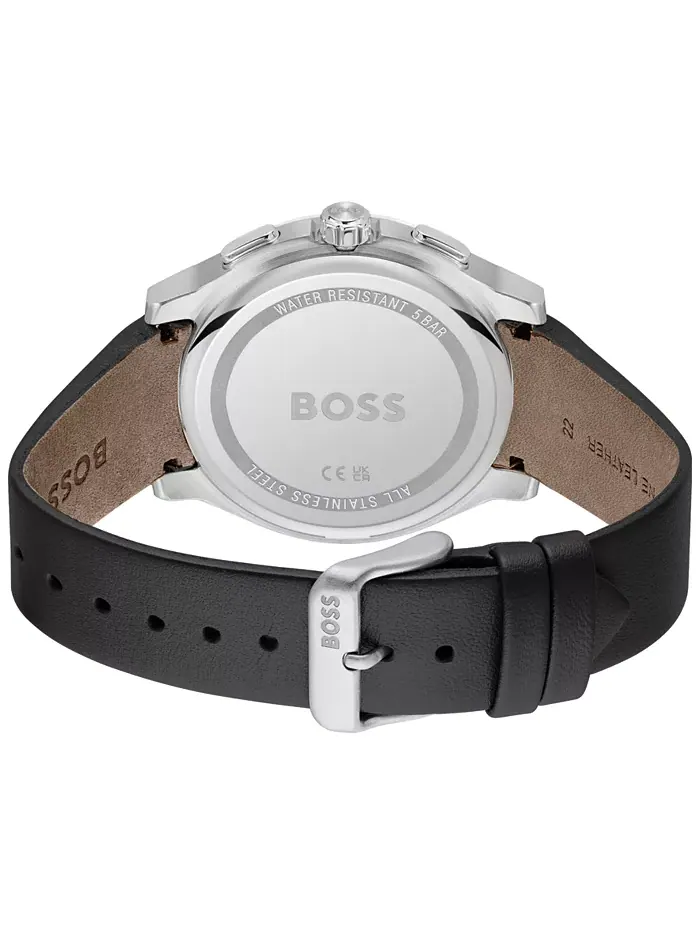 Мужские часы Peak 2.0 Quartz Chrono с черным кожаным ремешком, 45 мм Hugo Boss — изображение 3 из 3