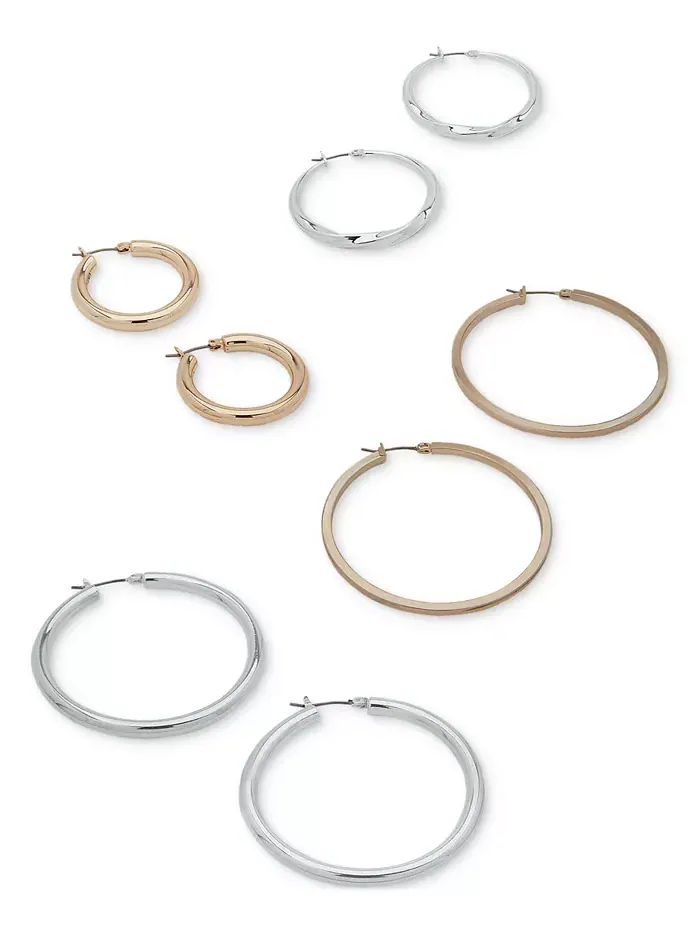 Тонкие серьги-кольца 1 1/2 дюйма DKNY — изображение 3 из 3, оттенок серебряный