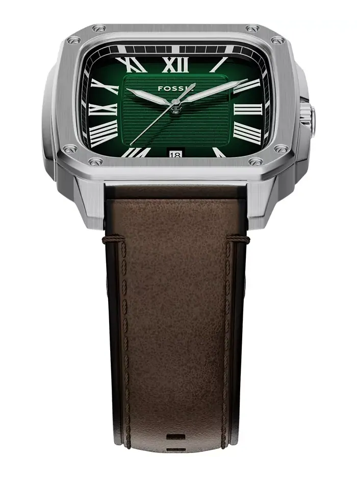 Мужские часы Crosby с тремя стрелками коричневые кожаные, 42mm Fossil — изображение 4 из 9