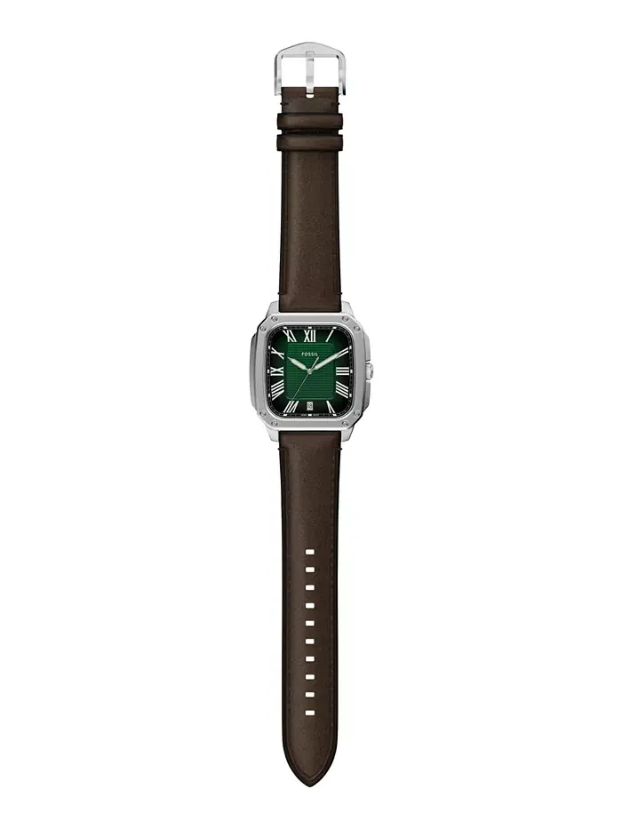 Мужские часы Crosby с тремя стрелками коричневые кожаные, 42mm Fossil — изображение 7 из 9