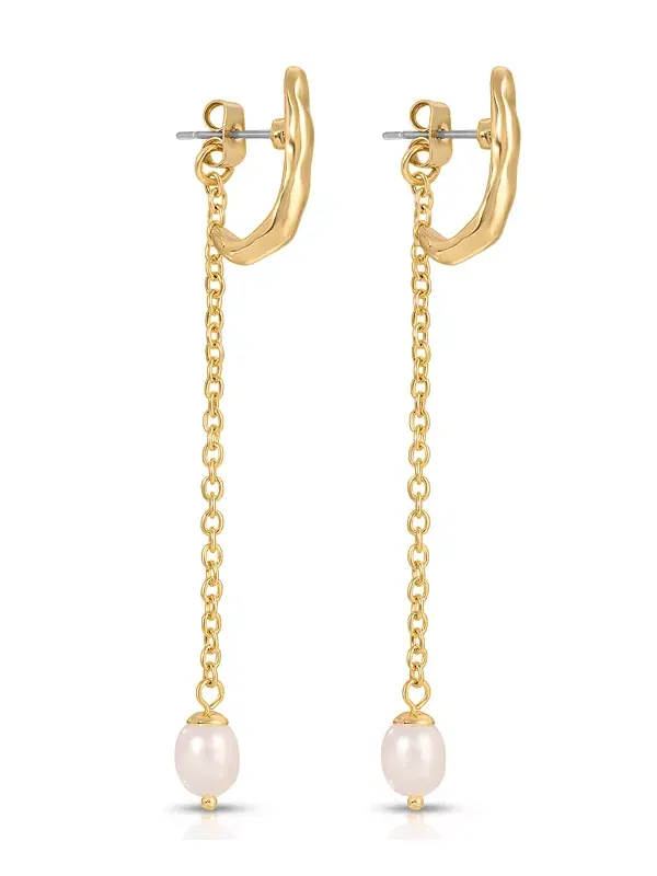 Серьги-Подвески из искусственного жемчуга Linear Lux Ettika — изображение 2 из 4, оттенок золото