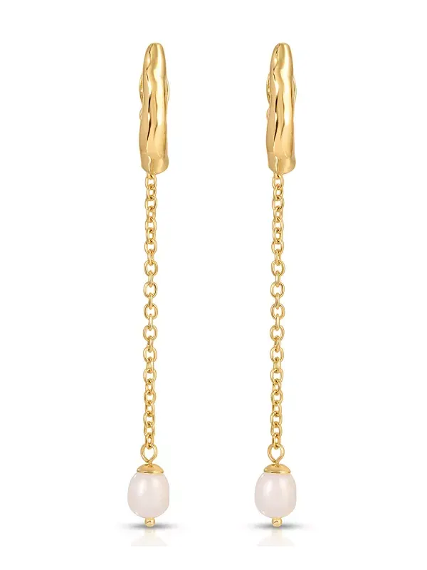 Серьги-Подвески из искусственного жемчуга Linear Lux Ettika — изображение 3 из 4, оттенок золото
