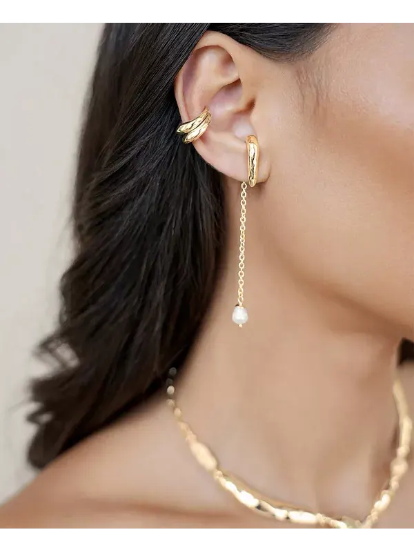 Серьги-Подвески из искусственного жемчуга Linear Lux Ettika — изображение 4 из 4, оттенок золото