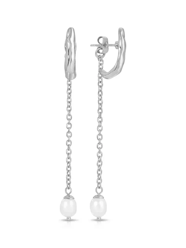 Серьги-Подвески из искусственного жемчуга Linear Lux Ettika — изображение 1 из 4, оттенок серебряный