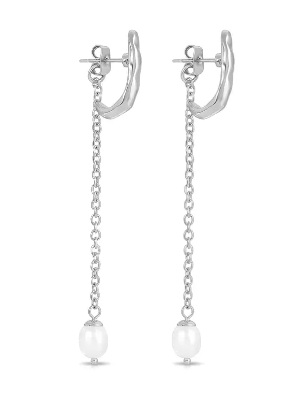 Серьги-Подвески из искусственного жемчуга Linear Lux Ettika — изображение 2 из 4, оттенок серебряный
