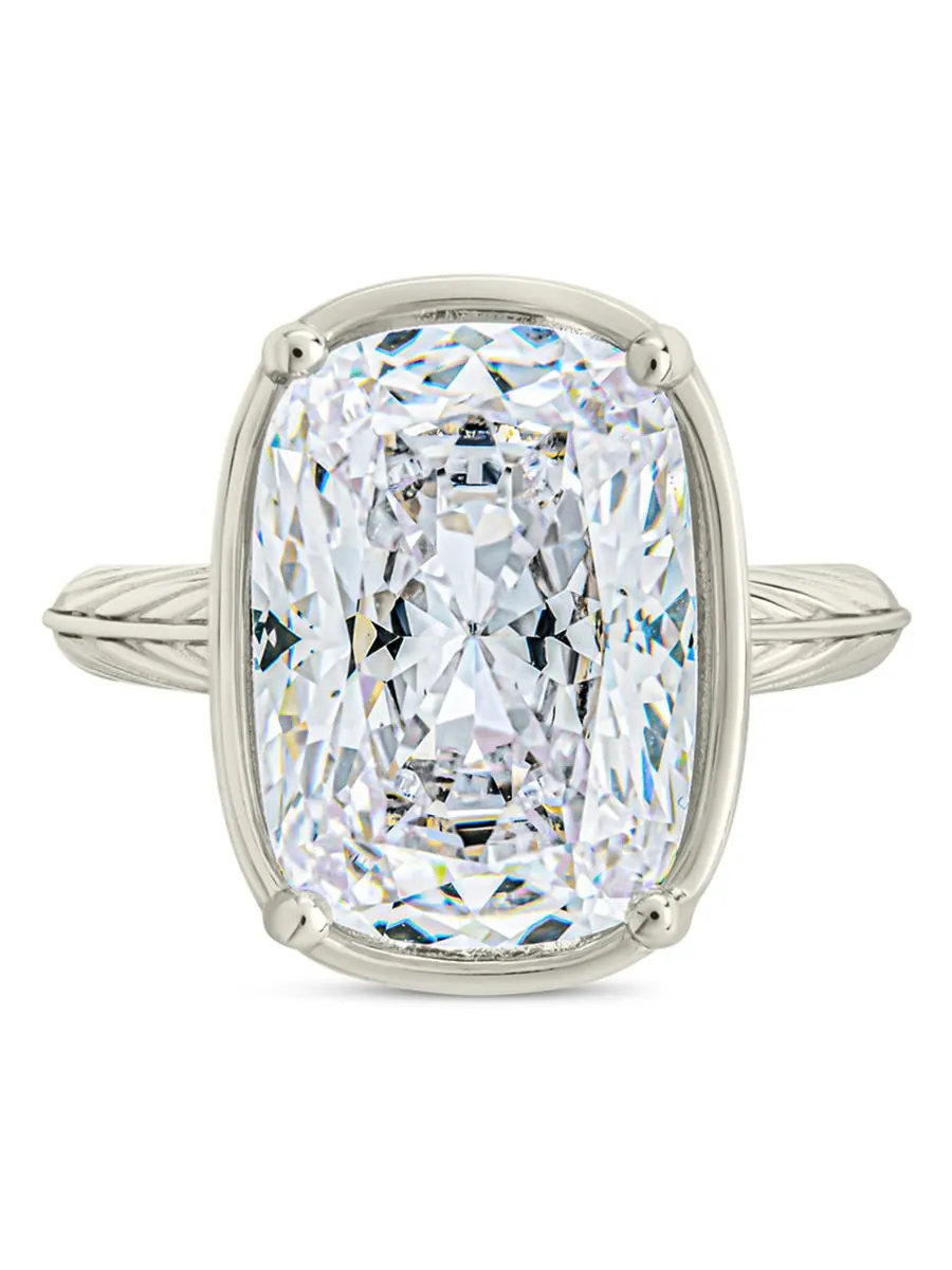 Удлиненное коктейльное кольцо с прозрачным кубическим цирконием Sterling Forever — изображение 2 из 3, оттенок серебряный