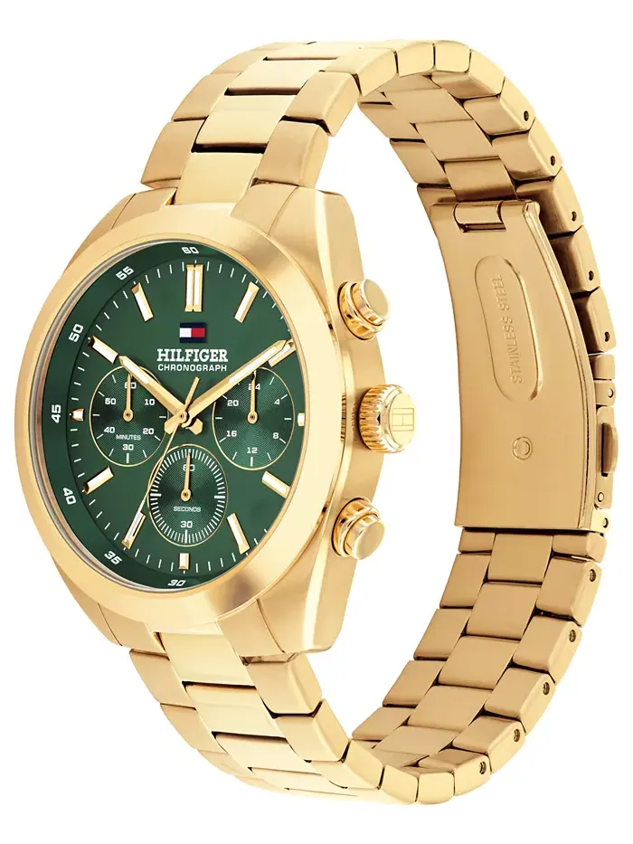 Мужские хронограф золотистый браслет из нержавеющей стали часы 40mm Tommy Hilfiger — изображение 2 из 6