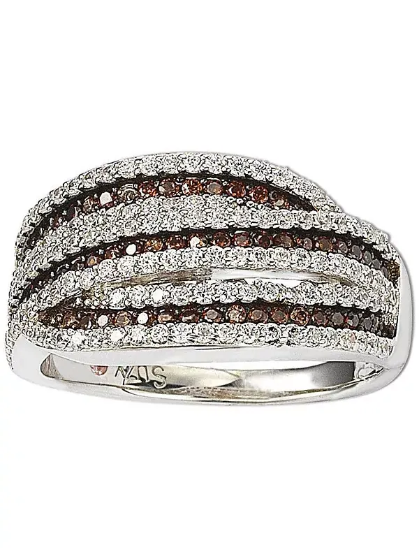 Кольцо Suzy Levian из стерлингового серебра с кубическим цирконием в полоску Suzy Levian New York — изображение 1 из 3