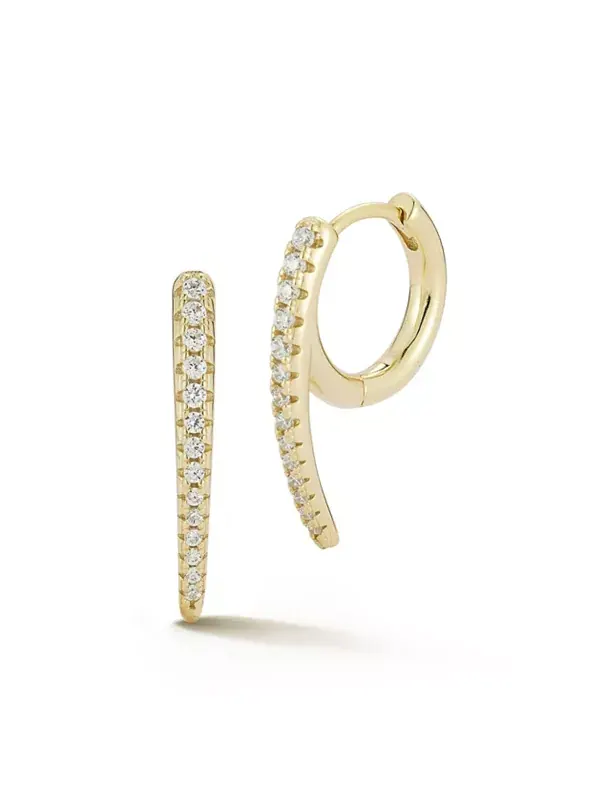 Серьги-Кольца Huggie Hoops из стерлингового серебра 14 карат с паве Rachel Zoe — золотистый