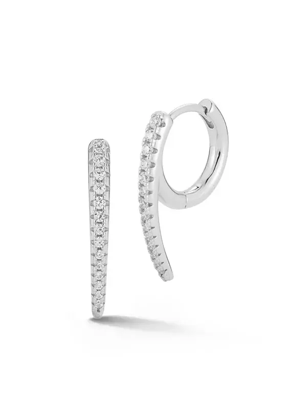Серьги-Кольца Huggie Hoops из стерлингового серебра 14 карат с паве Rachel Zoe — изображение 1 из 4, оттенок серебряный