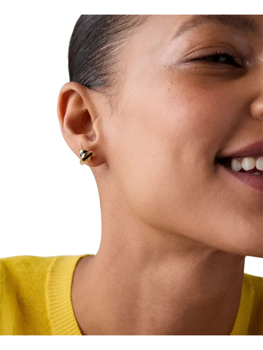 Серьги-гвоздики «Пчела» в золотистом цвете, модель Summer Daze Kate Spade New York — изображение 3 из 3, оттенок мульти