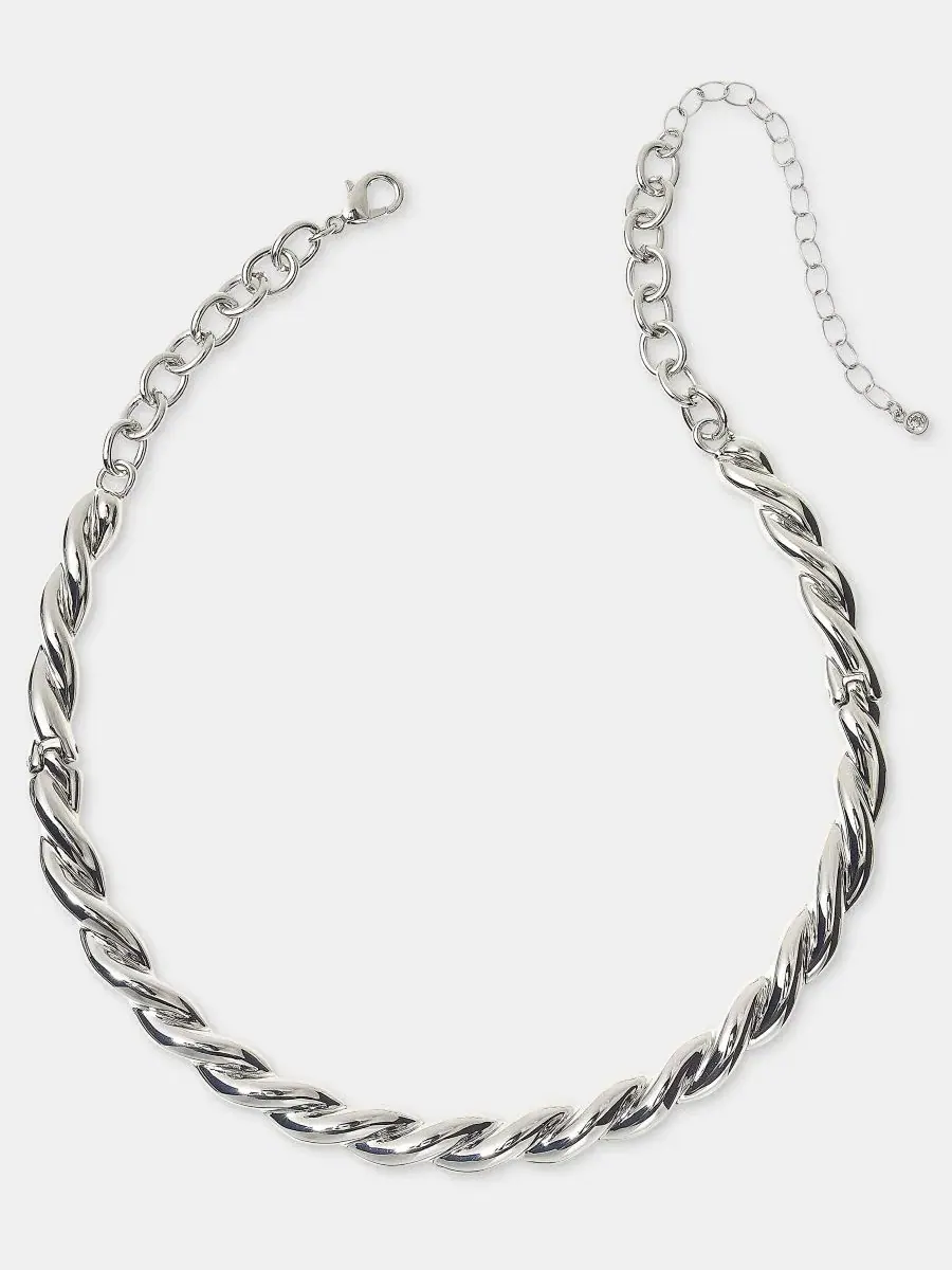 Колье-воротник Twist Collar, 41 см + удлинитель 8 см On 34Th, родиевый — изображение 1 из 3, оттенок серебристый