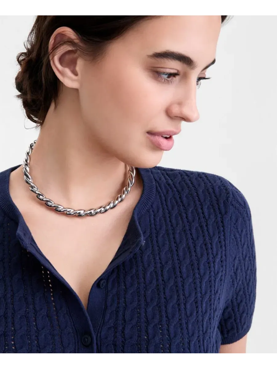 Колье-воротник Twist Collar, 41 см + удлинитель 8 см On 34Th, родиевый — изображение 2 из 3, оттенок серебристый