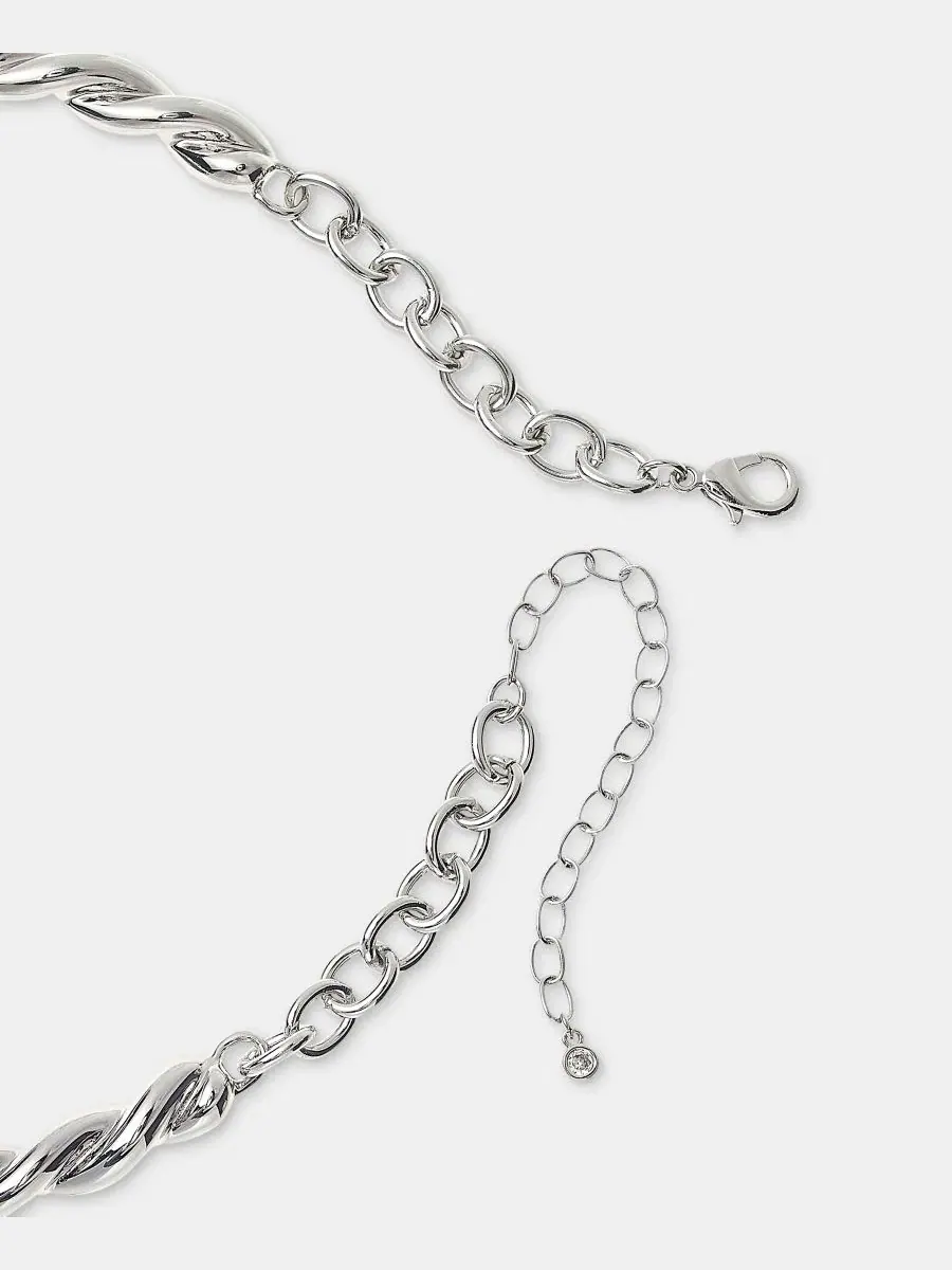 Колье-воротник Twist Collar, 41 см + удлинитель 8 см On 34Th, родиевый — изображение 3 из 3, оттенок серебристый