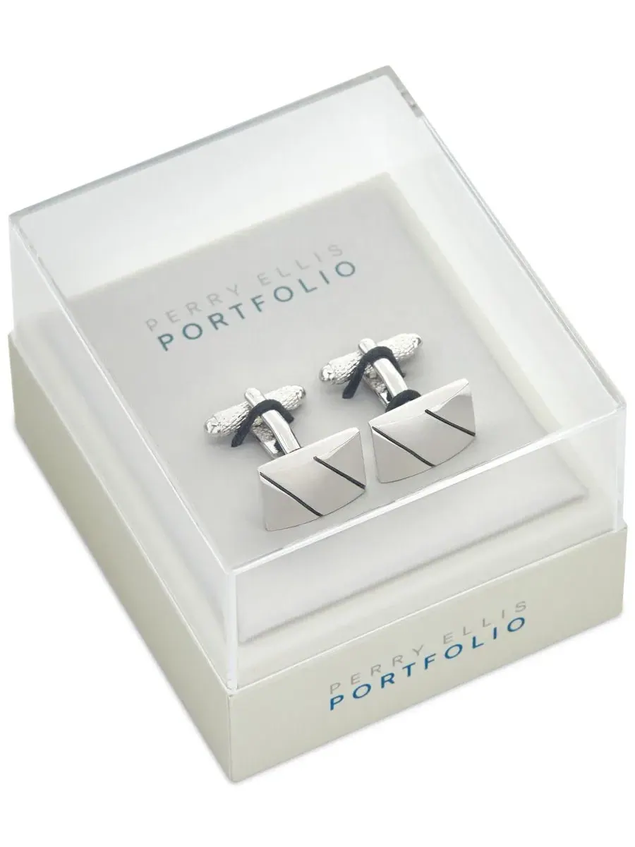 Коллекция мужских запонок Perry Ellis Portfolio — изображение 2 из 2, оттенок серебряный