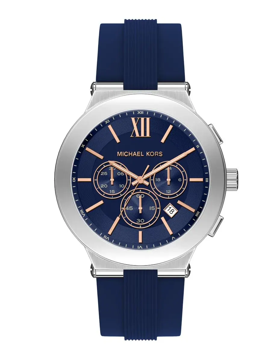 Мужские часы Billie Chronograph, темно-синие, силиконовые, 46 мм Michael Kors — изображение 1 из 10, оттенок темно-синий
