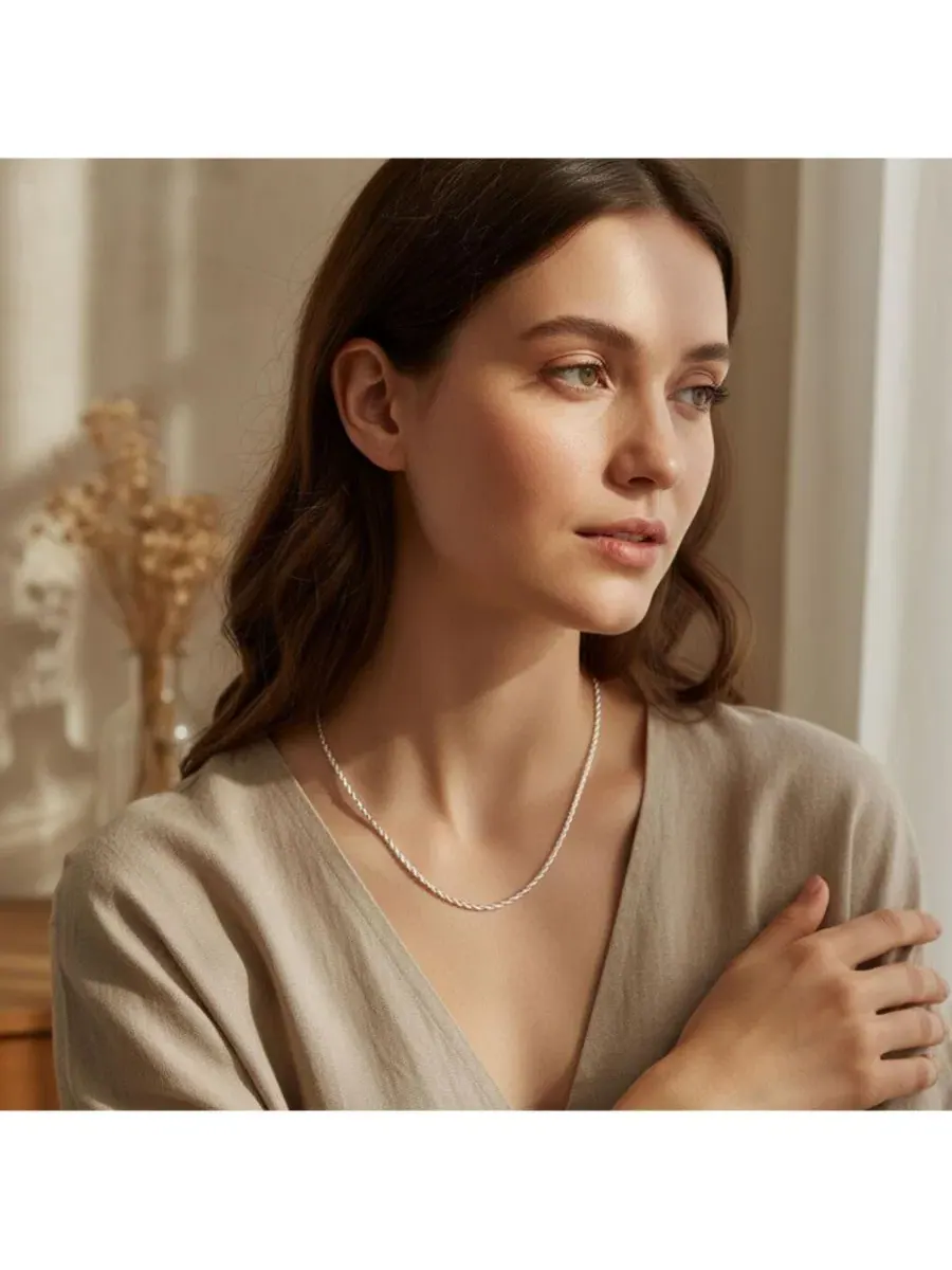 Цепочка из проволоки 0,40 калибра, длина 41-46 см Bling Jewelry — изображение 2 из 3, оттенок серебряный