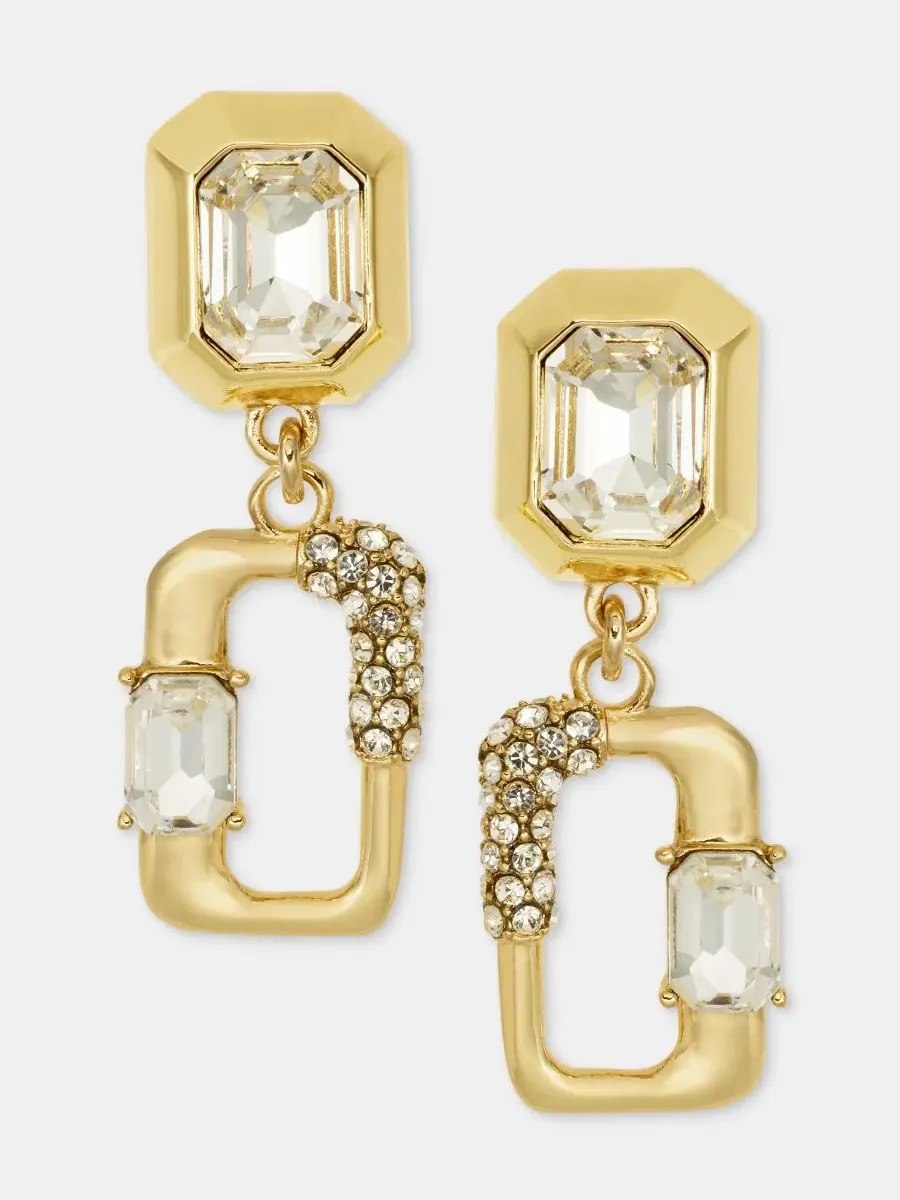 Серьги-подвески с инкрустацией звеньями Karl Lagerfeld Paris — изображение 1 из 4, оттенок белый