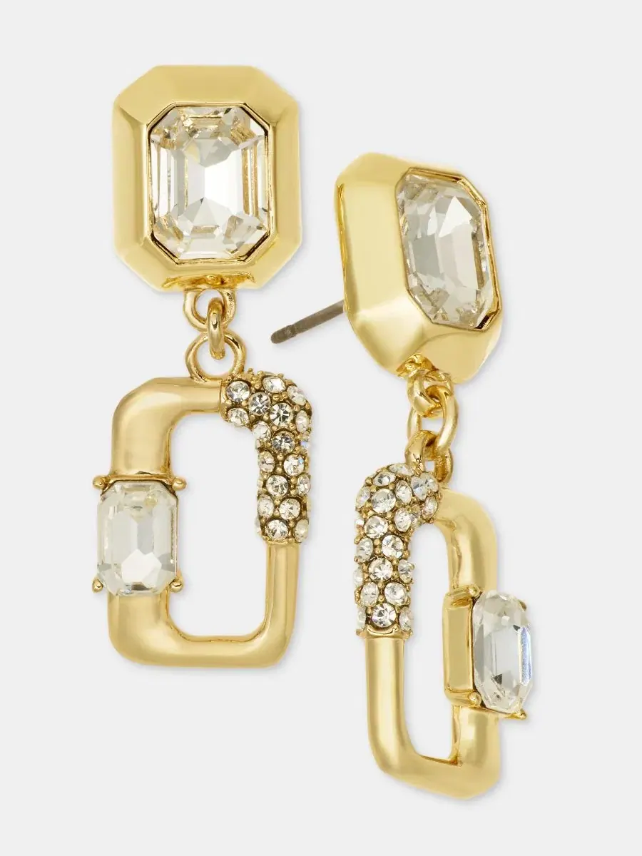 Серьги-подвески с инкрустацией звеньями Karl Lagerfeld Paris — изображение 3 из 4, оттенок белый