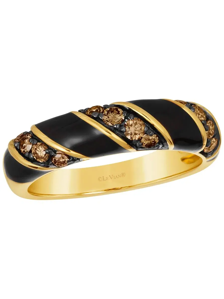 Кольцо с эмалью и шоколадным бриллиантом 0.38 ct в 14k Honey Gold Le Vian
