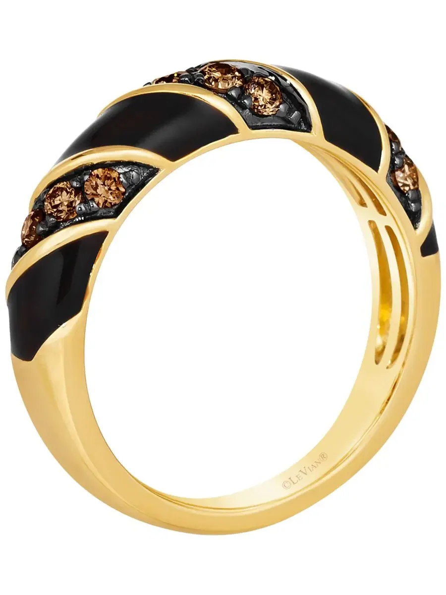 Кольцо с эмалью и шоколадным бриллиантом 0.38 ct в 14k Honey Gold Le Vian — изображение 2 из 3, оттенок желтый золотистый