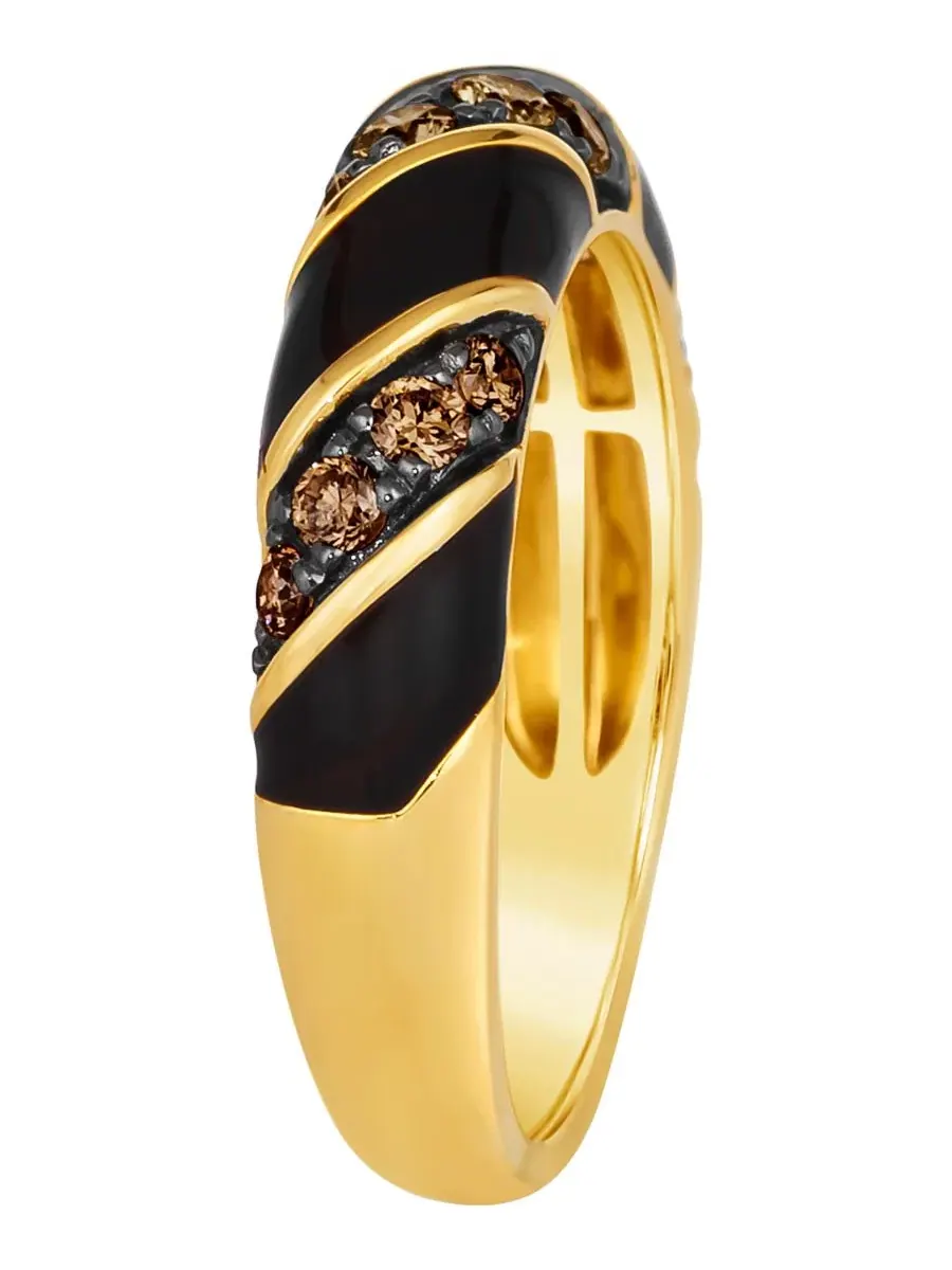 Кольцо с эмалью и шоколадным бриллиантом 0.38 ct в 14k Honey Gold Le Vian — изображение 3 из 3, оттенок желтый золотистый