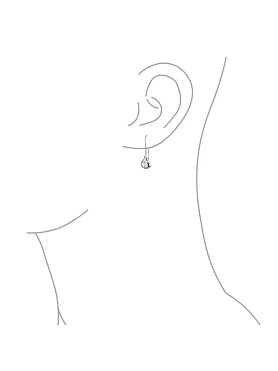Серьги-пусеты с гравировкой листа, модель Etched Leaf Rain Drop Puffed Teardrop Bling Jewelry — изображение 3 из 4