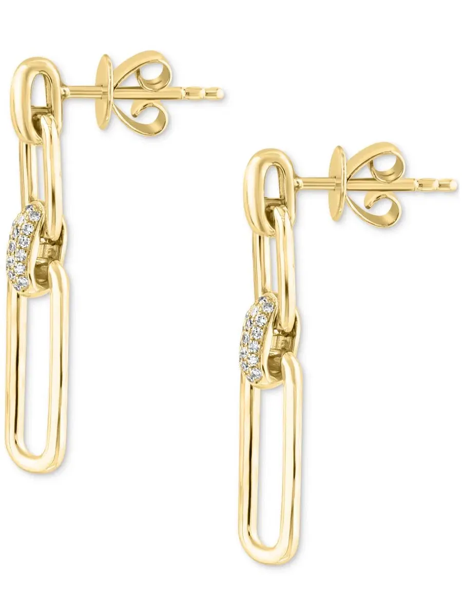 Серьги-подвески с бриллиантами, модель Diamond Link LALI Jewels — изображение 3 из 4, оттенок желтый золотистый